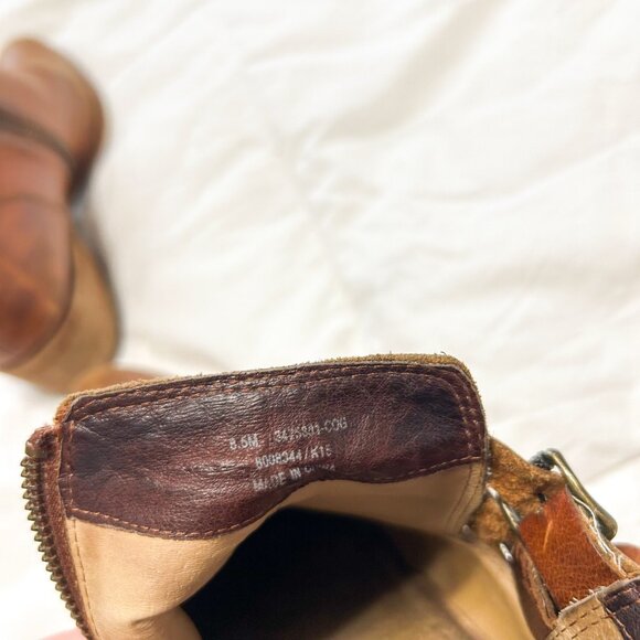 Frye Ray Belted Bootie Brown Leather Ankle Boots Women’s 8.5M Triple Buckle EUC - Picture 10 of 11
